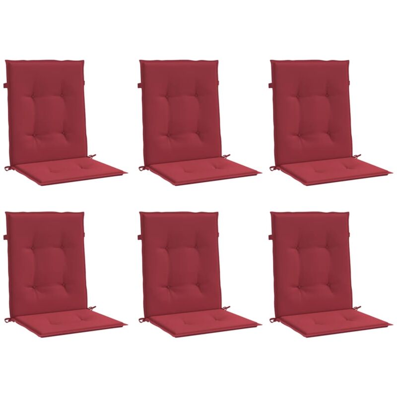 

vidaXL Cojines para sillas de jardín 6 unidades rojo tinto 100x50x4 cm - Rojo