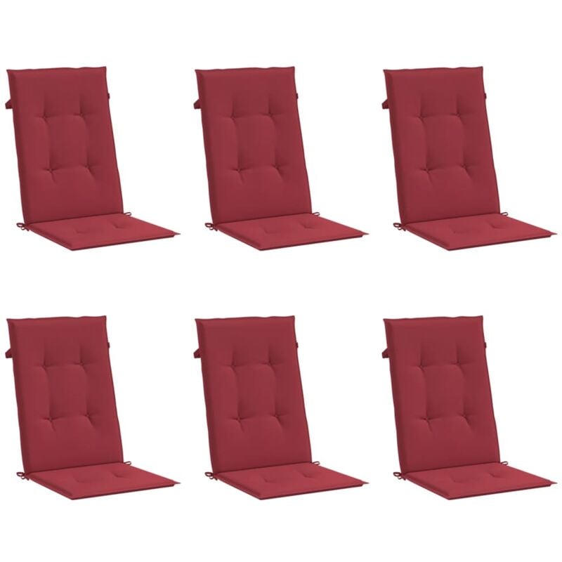 

vidaXL Cojines para sillas de jardín 6 unidades rojo tinto 120x50x4 cm - Rojo