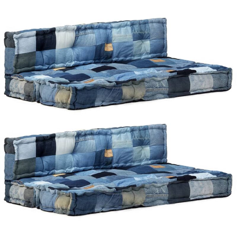 

vidaXL Cojines para sofá de palés 2 piezas tela patchwork vaquero azul - Azul