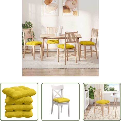 vidaXL Cojines para sofá -  Cojines para asiento 4 pcs Amarillo Claro 40 x 40 x 12 cm tela