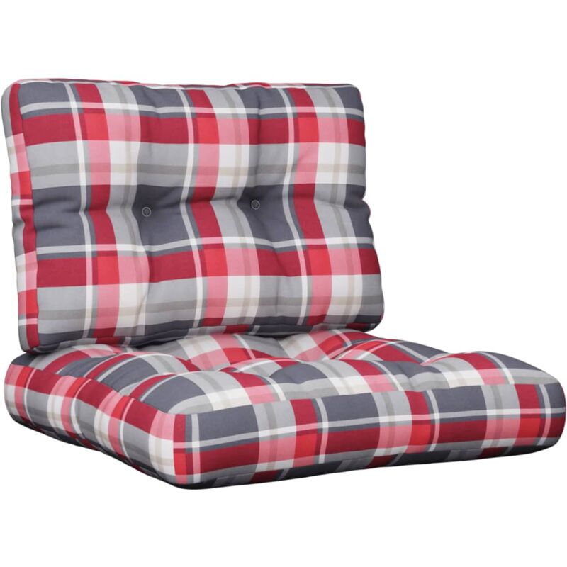 

vidaXL Cojines para sofá de palets 2 piezas estampado a cuadros rojos - Multicolor