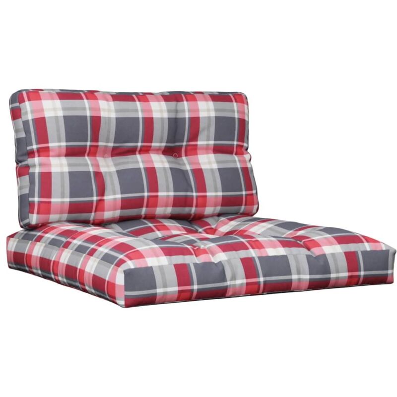 

vidaXL Cojines para sofá de palets 2 piezas estampado a cuadros rojos - Multicolor