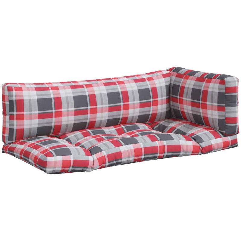 

vidaXL Cojines para sofá de palets 3 piezas estampado a cuadros rojos - Multicolor
