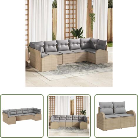 vidaXL Cojines para sofás -  Conjunto de sofás de jardín con cojín 7 pcs Beige y Gris Claro