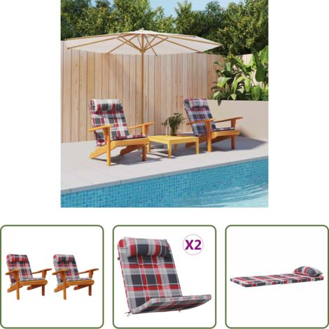 vidaXL Cojines redondos -  Cojines de sillas 2 pcs Cuadros Rojos 58 x 77 x 4,5 cm