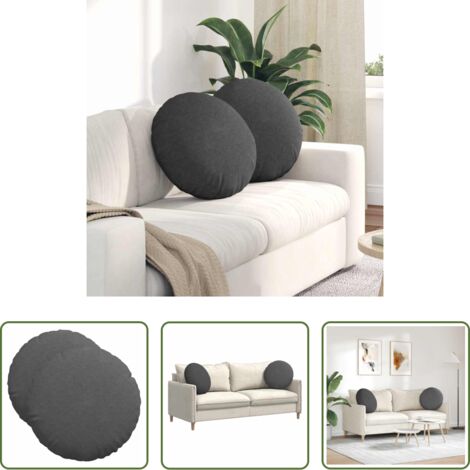 vidaXL Cojines redondos -  Cojines para asiento 2 pcs Gris oscuro Ø 50 cm Tela de pana