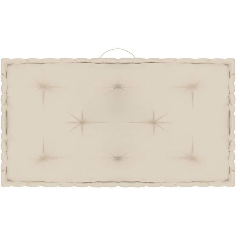 

vidaXL Cojín para palé de suelo algodón beige 73x40x7 cm - Beige