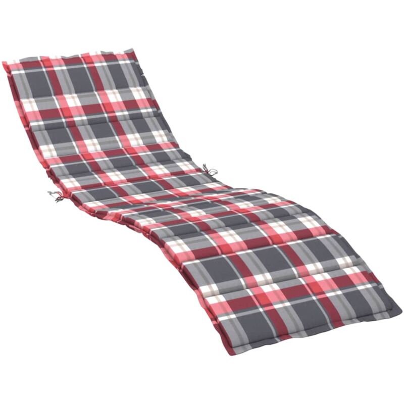 

vidaXL Cojín para tumbona tela estampado a cuadros rojos 200x70x4 cm - Multicolor