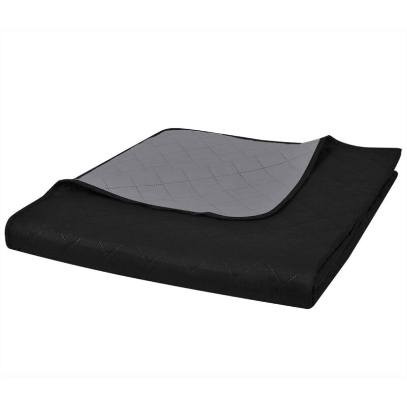 

vidaXL Colcha Acolchada a Doble Cara Negro/Gris 170x210 cm - Negro