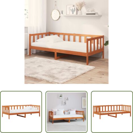 vidaXL Colchón de espuma -  Cama día Madera Encerada Marrón y Blanca 90 x 200 cm