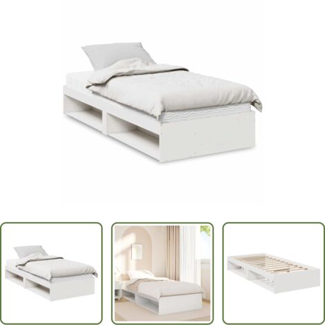 vidaXL Colchón de espuma -  Sofá cama con colchón madera maciza de pino blanco 90x190 cm