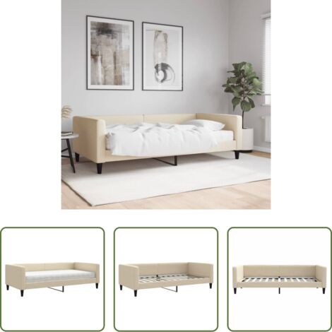 vidaXL Colchón de espuma -  Sofá cama con colchón tela crema 100x200 cm