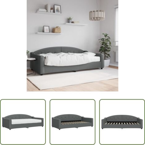 vidaXL Colchón de espuma -  Sofá cama con colchón tela gris oscuro 100x200 cm