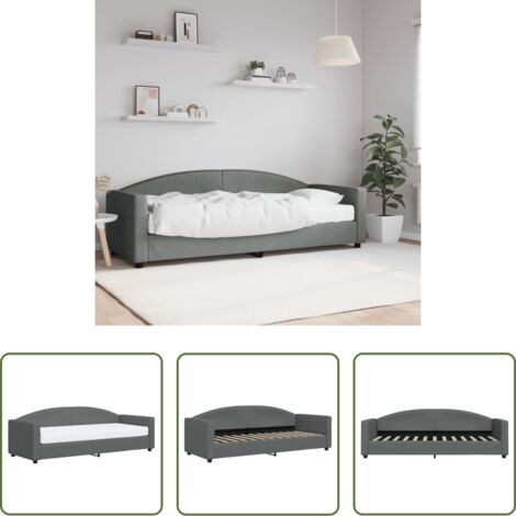 vidaXL Colchón de espuma -  Sofá cama con colchón tela gris oscuro 80x200 cm
