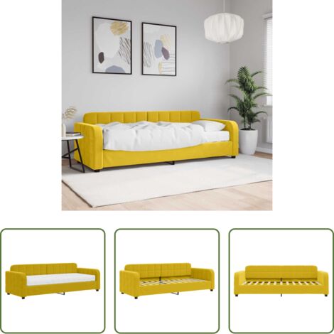 vidaXL Colchón de espuma -  Sofá cama con colchón terciopelo amarillo 80x200 cm