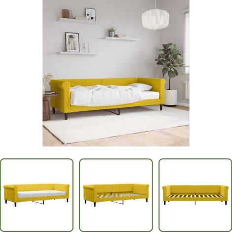 vidaXL Colchón de espuma -  Sofá cama con colchón terciopelo amarillo 80x200 cm
