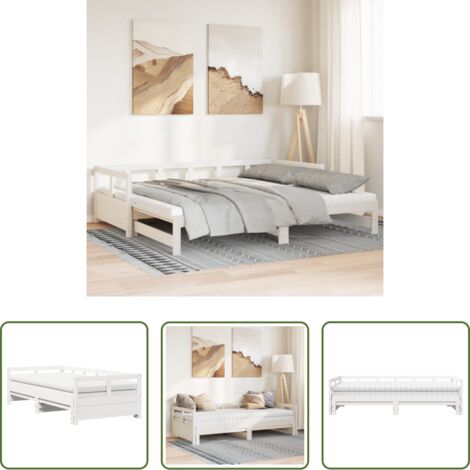 vidaXL Colchón de espuma -  Sofá cama nido con colchones madera maciza pino blanca 90x200cm
