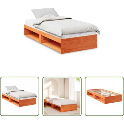 vidaXL Colchón de espuma -  Sofá cama sin colchón madera maciza pino marrón cera 90x190 cm