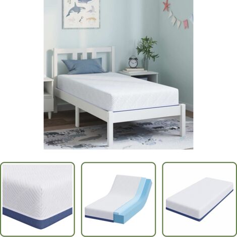 vidaXL Colchón de espuma viscoelástica -  Colchón y azul 80 x 160 cm Tela Jacquard