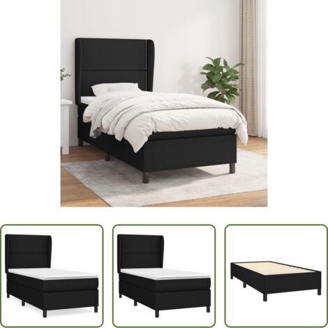 vidaXL Colchón de muelles -  Cama box spring con colchón tela negro 100x200 cm
