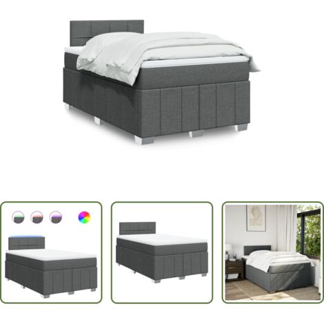 vidaXL Colchón de muelles ensacados -  Cama box spring con colchón tela gris oscuro 120x200 cm