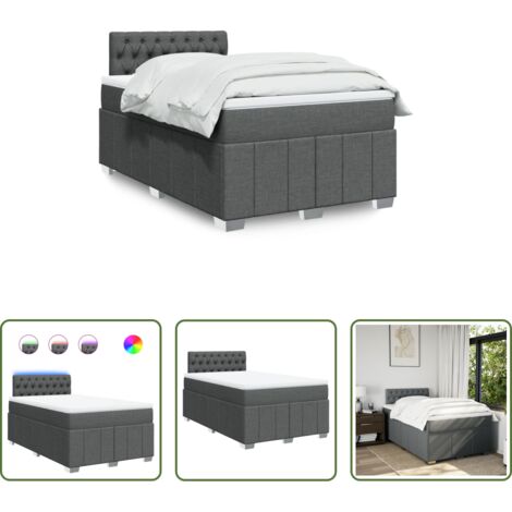vidaXL Colchón de muelles ensacados -  Cama box spring con colchón tela gris oscuro 120x200 cm
