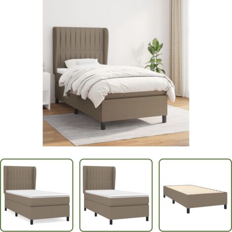 vidaXL Colchón de muelles ensacados -  Cama box spring con colchón tela gris taupe 90x190 cm