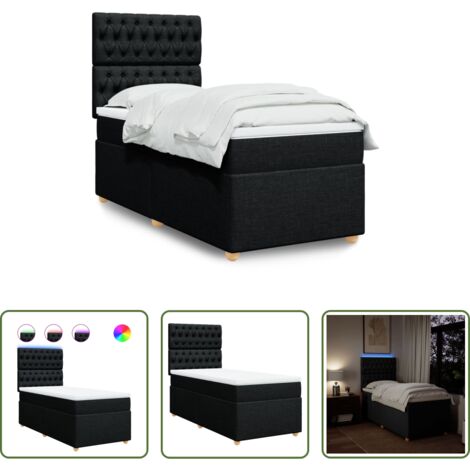 vidaXL Colchón de muelles ensacados -  Cama box spring con colchón tela negro 90x200 cm