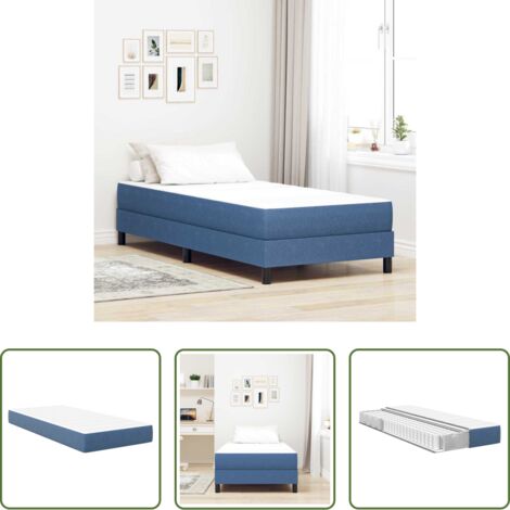 vidaXL Colchón de tela -  Colchón de Cama con colchón Azul 90 x 190 cm tela