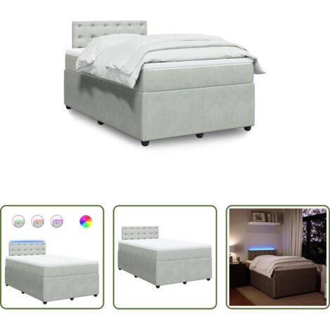vidaXL Colchón ensacado -  Cama box spring con colchón terciopelo gris claro 120x200 cm