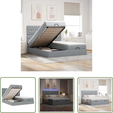 vidaXL Colchón ensacado -  Estructura de cama otomana colchones tela gris claro 160x200cm