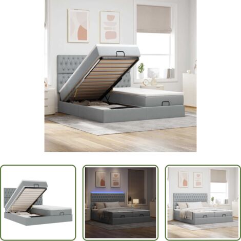 vidaXL Colchón ensacado -  Estructura de cama otomana colchones tela gris claro 180x200cm
