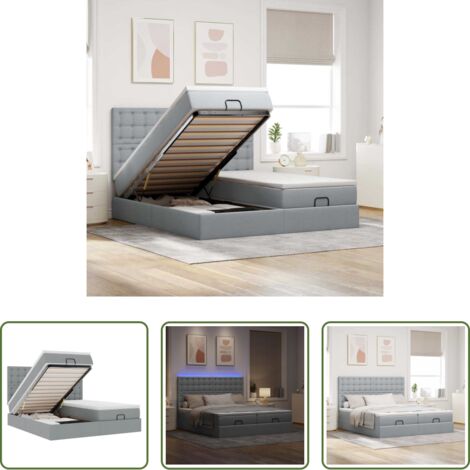 vidaXL Colchón ensacado -  Estructura de cama otomana colchones tela gris claro 180x200cm