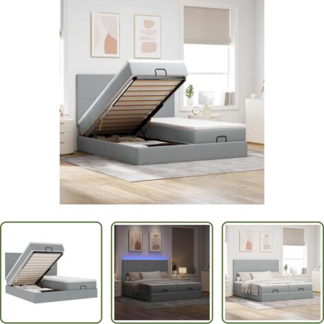 vidaXL Colchón ensacado -  Estructura de cama otomana colchones tela gris claro 200x200cm