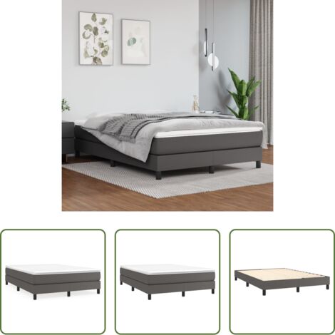 vidaXL Colchón -  Estructura de cama con somier cuero sintético gris 140x190 cm