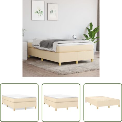 vidaXL Colchón -  Estructura de cama con somier tela crema 120x200 cm