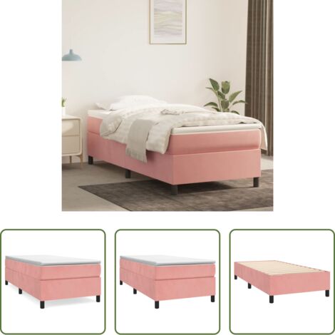 vidaXL Colchón -  Estructura de cama con somier terciopelo rosa 80x200 cm