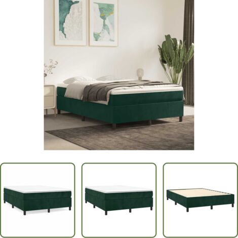 vidaXL Colchón -  Estructura Estructura de cama con somier terciopelo verde oscuro 140x190 cm