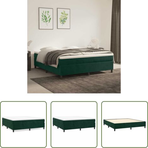 vidaXL Colchón -  Estructura Estructura de cama con somier terciopelo verde oscuro 160x200 cm