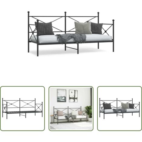vidaXL Colchón -  Sofá cama sin colchón tela negro 80x200 cm acero