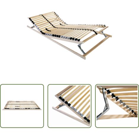 vidaXL Colchón - Somier de lamas Marrón 90 x 190 cm Madera de Haya Sólida