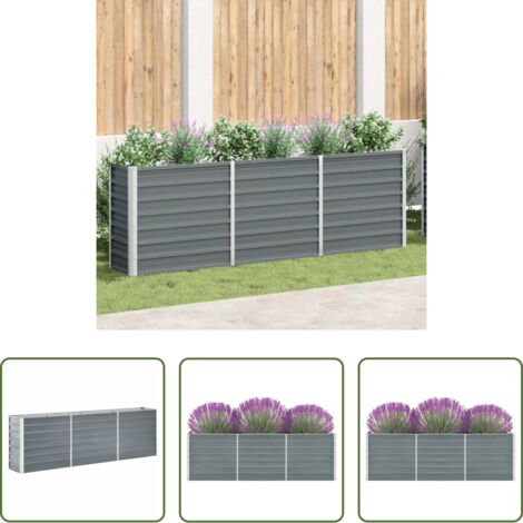 vidaXL Coltivazione esterna -  Letto Rialzato in Acciaio Zincato 240x40x77 cm Grigio