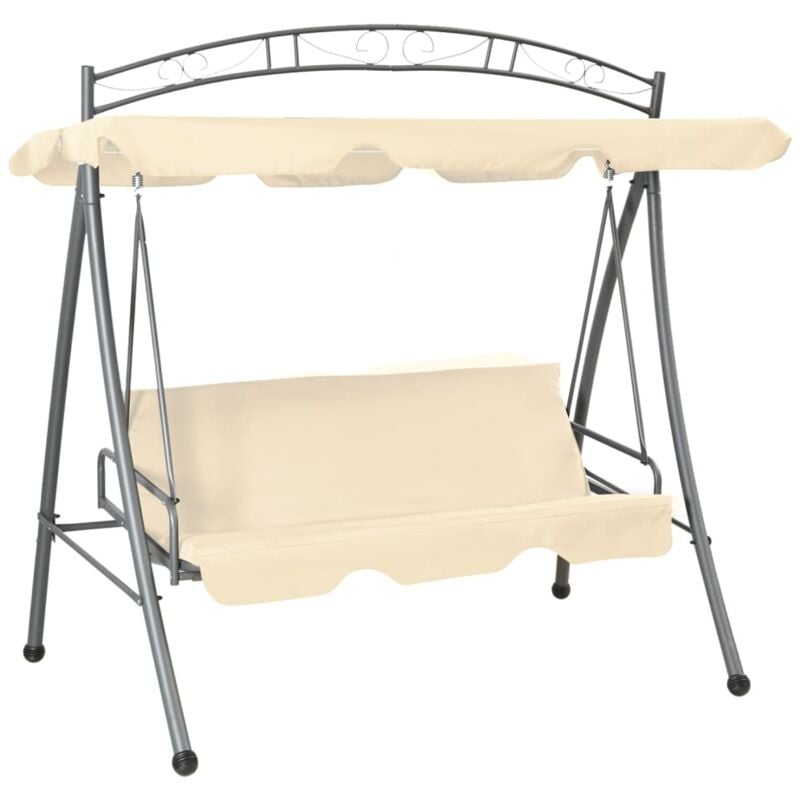 

vidaXL Banco columpio convertible de exterior con dosel blanco arena - Blanco