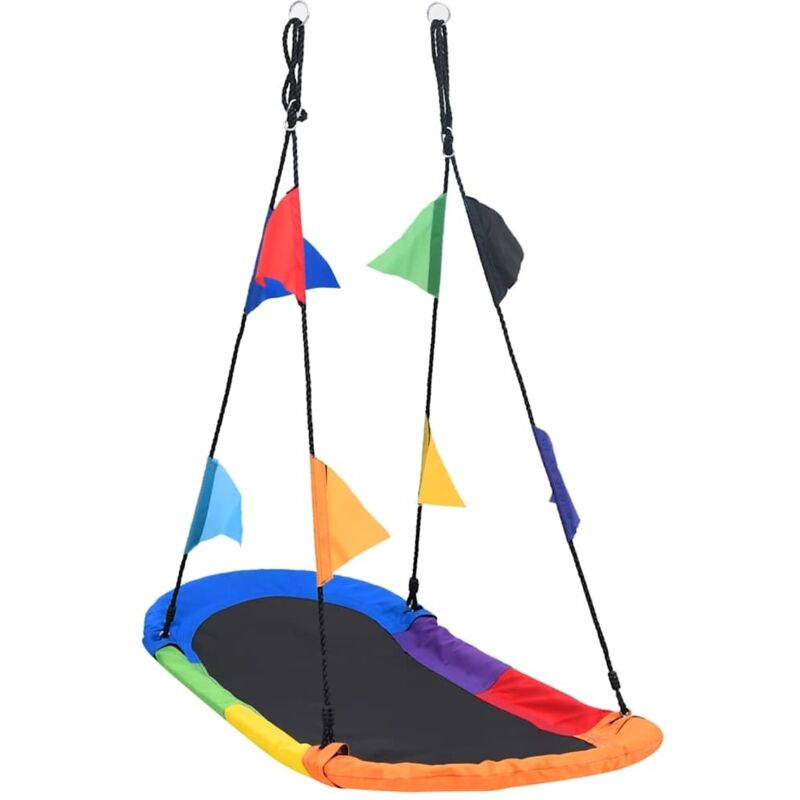 

vidaXL Columpio nido con banderines 165x70 cm - Multicolor