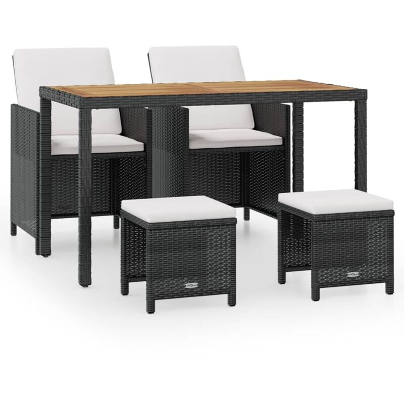 

Vidaxl - Set comedor de jardín 5 pzas ratán sintético y madera negro - Negro
