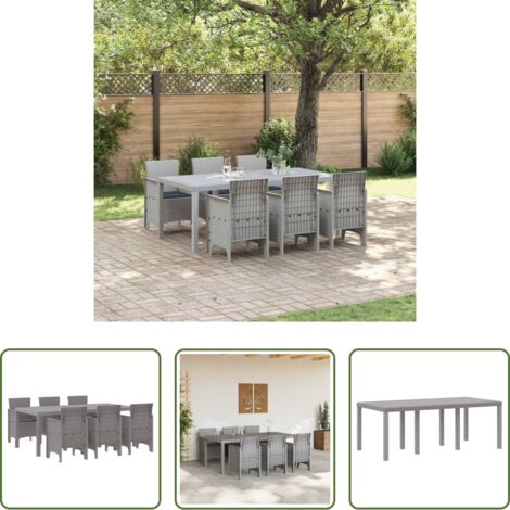 vidaXL Comedor de jardín -  Conjunto de Comedor de Jardín 7 pcs Gris Claro Polipropileno