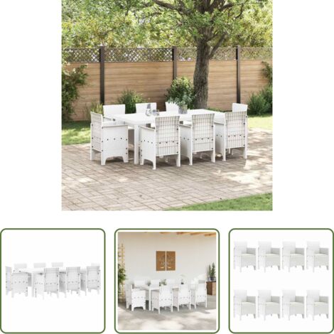vidaXL Comedor de jardín -  Conjunto de Comedor de Jardín 9 pcs Polipropileno