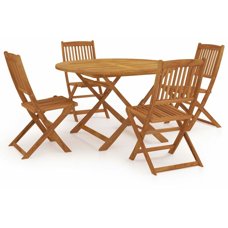 

vidaXL Comedor de jardín plegable 5 piezas madera maciza de acacia - Marrón