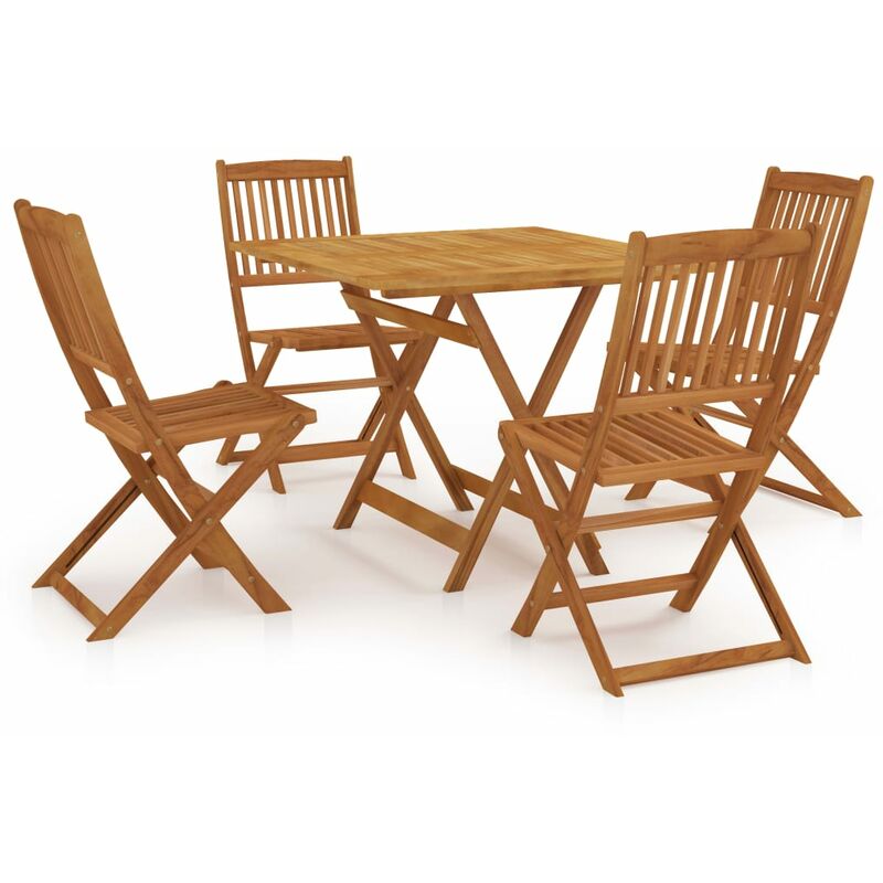 

vidaXL Comedor de jardín plegable 5 piezas madera maciza de acacia - Marrón