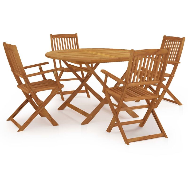 

vidaXL Comedor de jardín plegable 5 piezas madera maciza de acacia - Marrón